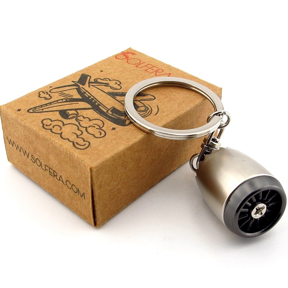 Uçak Jet Motoru Şeklinde Havacı Mühendis Pilot Metal Anahtarlık Ağır KC267