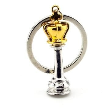 Stratejinin Kralı Satranç Şah Figürlü Oyun Parlak Metal Anahtarlık KC268