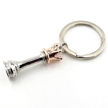 Zekanın Kraliçesi Satranç Vezir Figürlü Strateji Oyun Parlak Metal Anahtarlık KC269