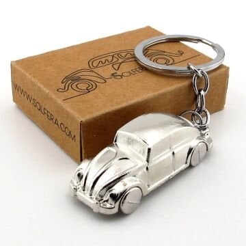 Gümüş Renk Vosvos Beetle Nostaljik Araba Kaplumbağa Metal Anahtarlık KC270