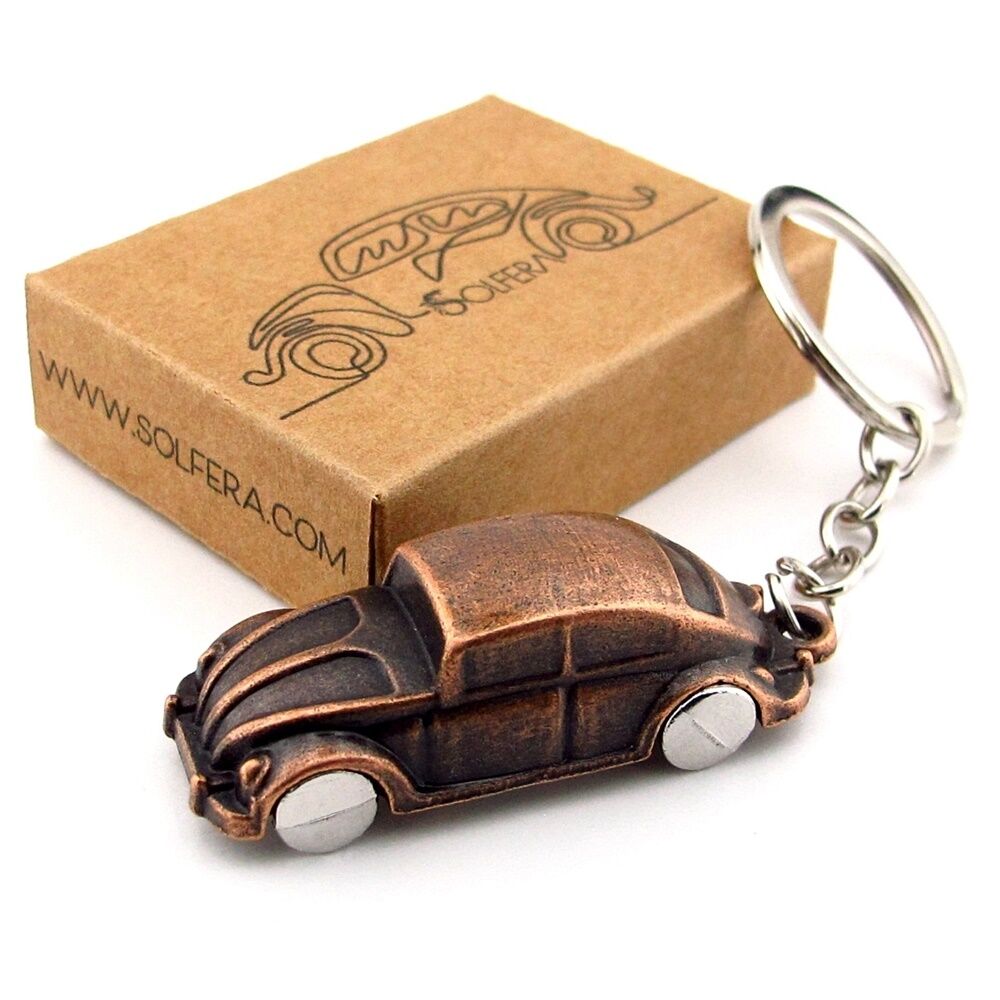 Bakır Renk Vosvos Beetle Nostaljik Araba Kaplumbağa Metal Anahtarlık KC271
