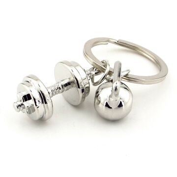 Gümüş Renk Dambıl Ağırlık Fitness Bodybuilding Halter Metal Anahtarlık KC272