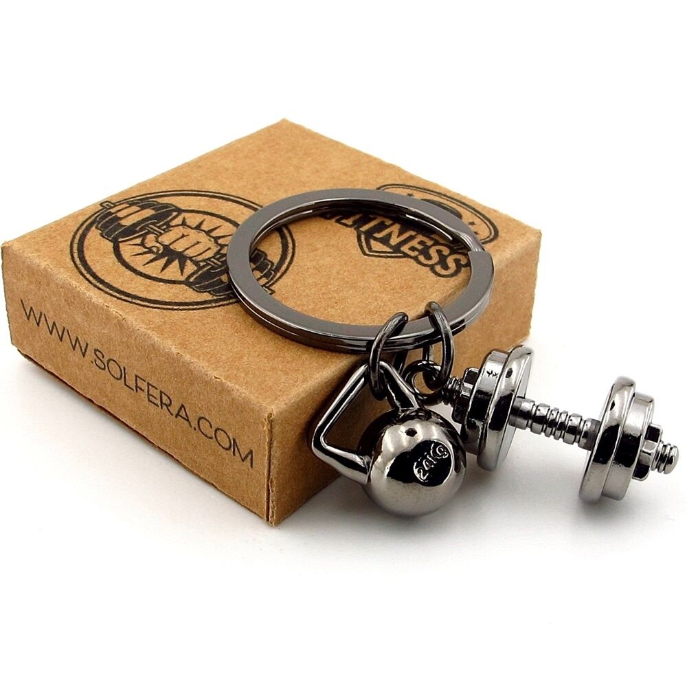 Antrasit Renk Dambıl Ağırlık Fitness Bodybuilding Halter Metal Anahtarlık KC273