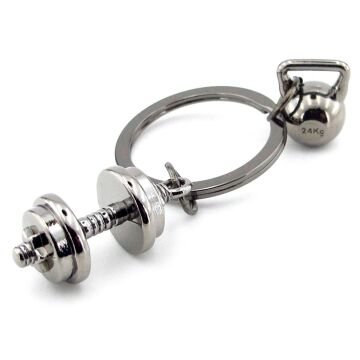 Antrasit Renk Dambıl Ağırlık Fitness Bodybuilding Halter Metal Anahtarlık KC273