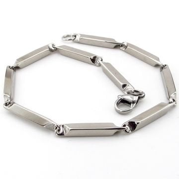 Bar Çubuk Şekilli Parlak Gümüş Renkli Paslanmaz Çelik Erkek Bileklik BL175