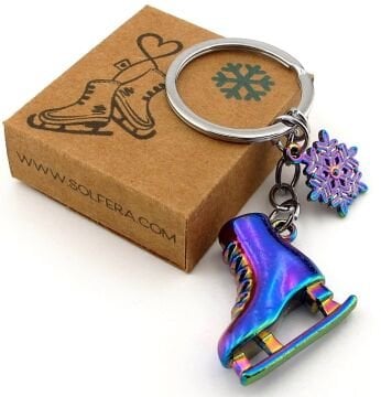 Buz Pateni Ayakkabısı Kar Tanesi Parlak Yanar Döner Renk Metal Anahtarlık KC278