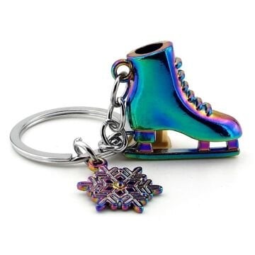 Buz Pateni Ayakkabısı Kar Tanesi Parlak Yanar Döner Renk Metal Anahtarlık KC278