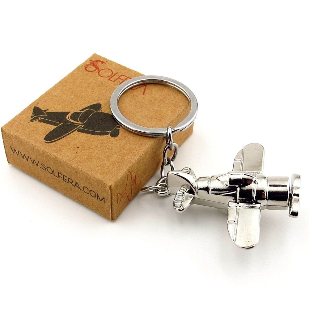 Pırpır Uçak 2. Dünya Savaşı Uçağı Parlak Gümüş Renkli Metal Anahtarlık KC280