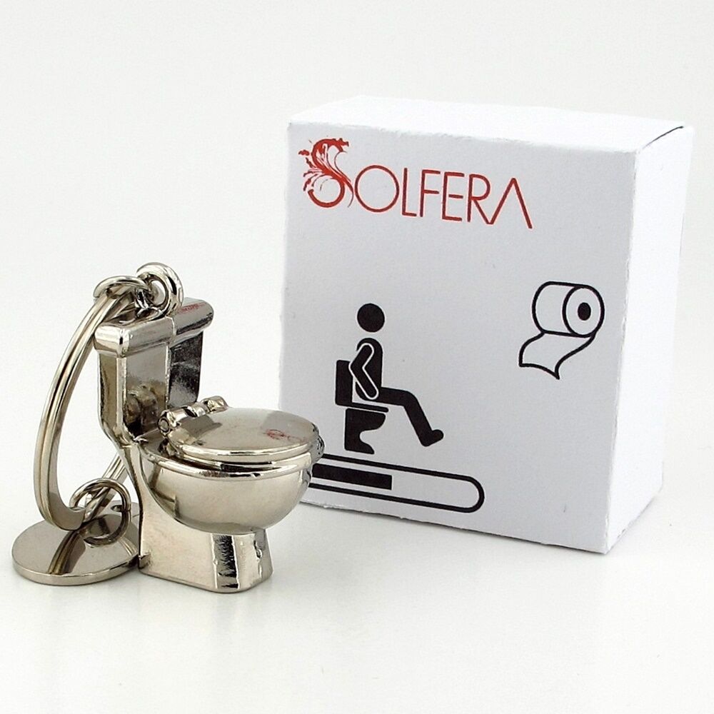 Klozet Alafranga Tuvalet Şeklinde Parlak Metal Anahtarlık KC281