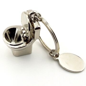 Klozet Alafranga Tuvalet Şeklinde Parlak Metal Anahtarlık KC281