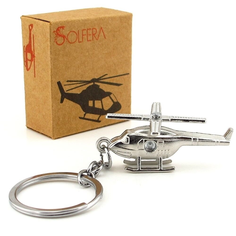 Helikopter Hava Aracı Döner Pervaneli Gümüş Renk Metal Anahtarlık KC284