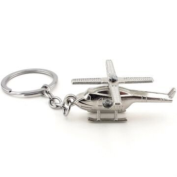 Helikopter Hava Aracı Döner Pervaneli Gümüş Renk Metal Anahtarlık KC284