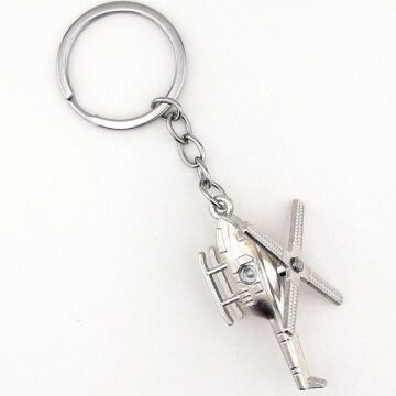 Helikopter Hava Aracı Döner Pervaneli Gümüş Renk Metal Anahtarlık KC284