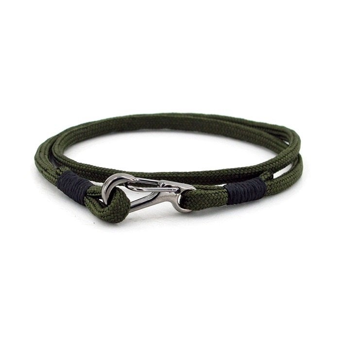 METAL KANCALI HAKİ YEŞİL SARMA PARACORD ERKEK BİLEKLİK BT415