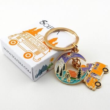 Kampçı Karavan Seyahat Ay Gezi Tabiat Doğa Kamp Metal Anahtarlık KC292