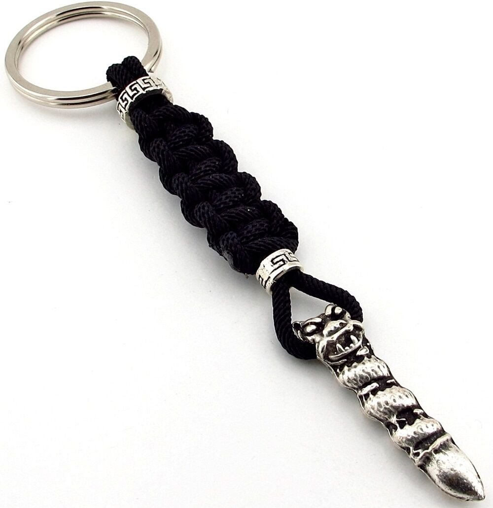 İyi Şans Totemi Siyah Makrome Örgü Metal Anahtarlık KC296