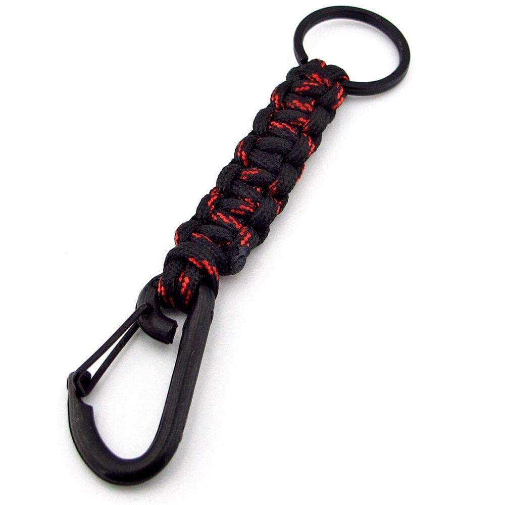 Siyah Kanca Outdoor Hook Kampçı Siyah Kırmızı Paracord Örgü KC297