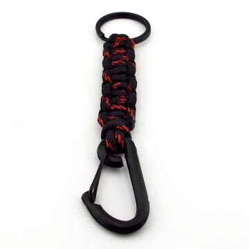 Siyah Kanca Outdoor Hook Kampçı Siyah Kırmızı Paracord Örgü KC297
