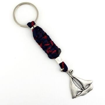 Yelkenli Gemi Denizci Gemici Marin Lacivert Kırmızı Makrome Anahtarlık KC298