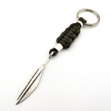 Mızrak Ucu Savaşçı Haki Yeşil Makrome Örgü Anahtarlık KC299