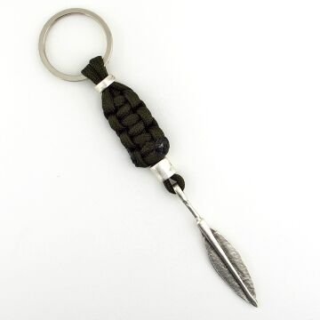 Mızrak Ucu Savaşçı Haki Yeşil Makrome Örgü Anahtarlık KC299