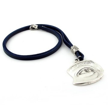 TEK GÖZ HER ŞEYİ GÖREN GÖZ LACİVERT DERİ METAL ERKEK KOLYE Q0589
