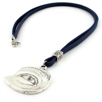 TEK GÖZ HER ŞEYİ GÖREN GÖZ LACİVERT DERİ METAL ERKEK KOLYE Q0589