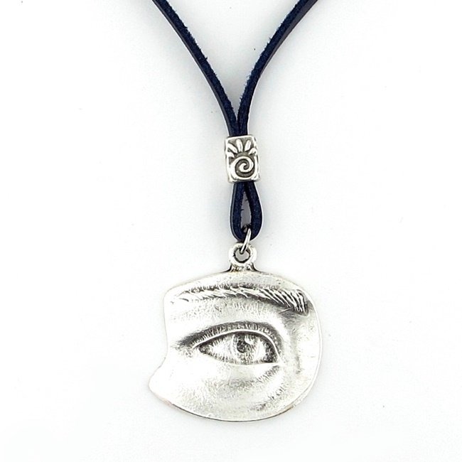 TEK GÖZ HER ŞEYİ GÖREN GÖZ LACİVERT DERİ METAL ERKEK KOLYE Q0589