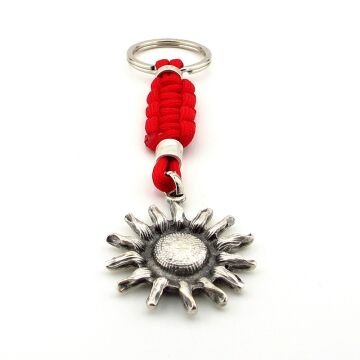 Ay Çiçeği Sunflower Bahar Kırmızı Makrome Örgü Metal Uçlu Anahtarlık KC303