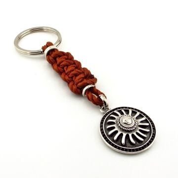 Kalkan Güneş Motifli Taba Halat Makrome Örgü Anahtarlık KC309