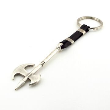 Savaşçı Balta Ortaçağ Siyah Deri Metal Uçlu Anahtarlık KC310