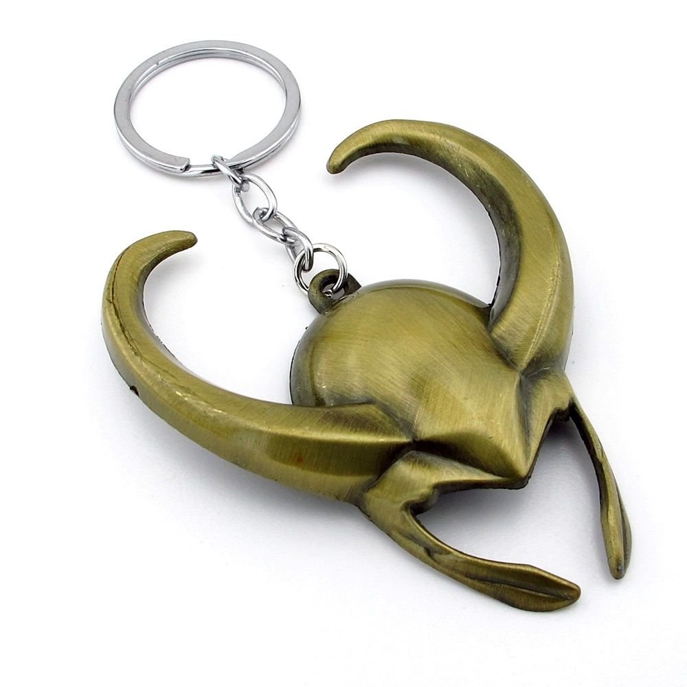 Loki Marvel Boynuzlu Kask İskandinav Bronz Büyük Boy Metal Anahtarlık KC119