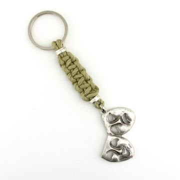 Tiyatro Ağlayan Gülen Maske Tragedya ve Komedya Halat Örgü Anahtarlık KC313