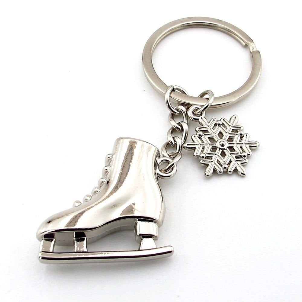 Buz Pateni Ayakkabısı Kar Tanesi Parlak Metal Anahtarlık KC122