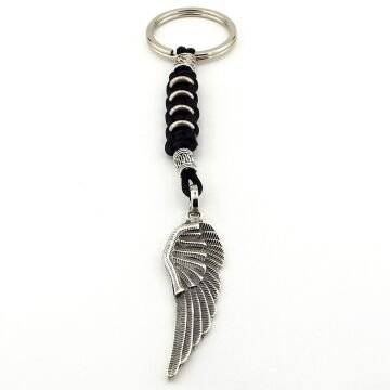 Melek Kanadı Angel Kanat Siyah Makrome Örgülü Metal Anahtarlık KC318