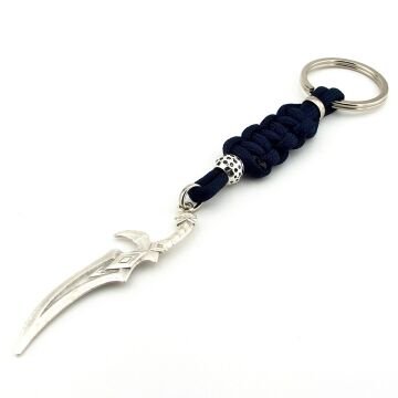 Fantastik Cosplay Kama Kılıç Bıçak Şekilli Makrome Örgü Metal Anahtarlık KC319