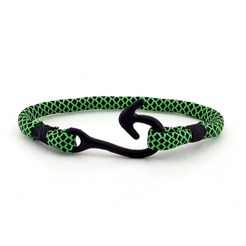 SİYAH METAL KANCA YEŞİL PARACORD BİLEKLİK BT159