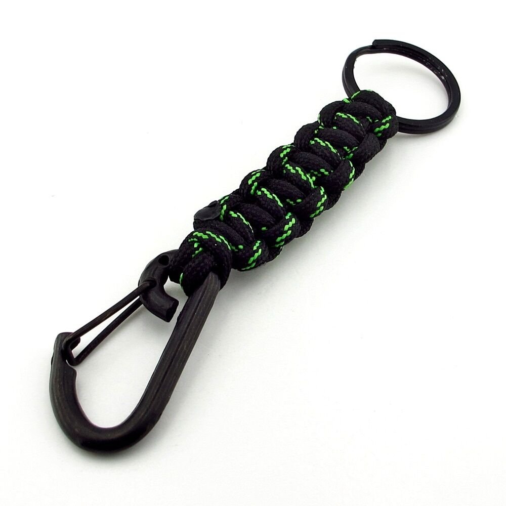 Siyah Kanca Outdoor Hook Kampçı Siyah Yeşil Paracord Örgü KC324