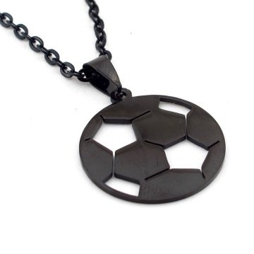FUTBOL TOPU MEŞİN YUVARLAK SİYAH ÇELİK ERKEK KOLYE Q0068