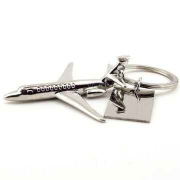 Yolcu Uçağı Pilot Kaptan Hostes Uçak Gümüş Renk Metal Anahtarlık KC336
