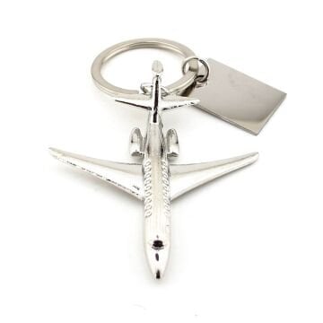 Yolcu Uçağı Pilot Kaptan Hostes Uçak Gümüş Renk Metal Anahtarlık KC336