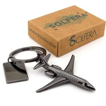 Yolcu Uçağı Pilot Kaptan Hostes Uçak Antrasit Renk Metal Anahtarlık KC337