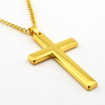 SARI ÇELİK HAÇ İSA JESUS ÇARMIH ERKEK KOLYE ZİNCİR Q0086
