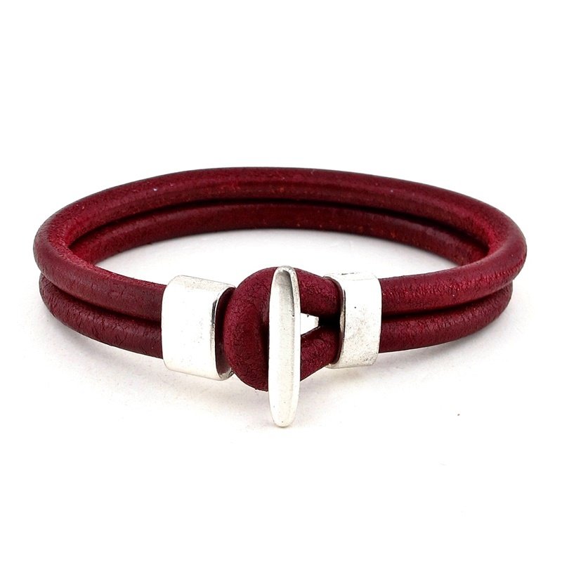 METAL KANCALI BORDO DERİ ERKEK BİLEKLİK BT180