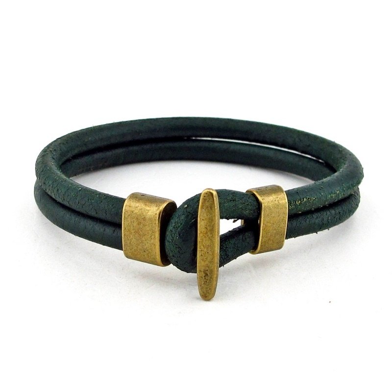 BRONZ YEŞİL ORJİNAL DERİ ERKEK BİLEKLİK BT182
