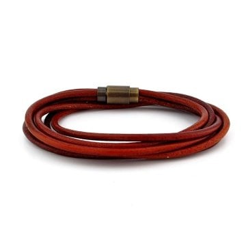 TABA KAHVE HAKİKİ DERİ BRONZ MIKNATIS ERKEK BİLEKLİK M003N