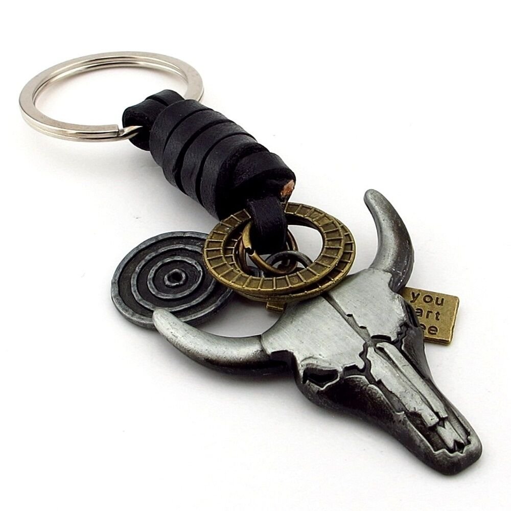 Buffalo Boya Kafatası Boynuz Deri Metal Anhatarlık KC346