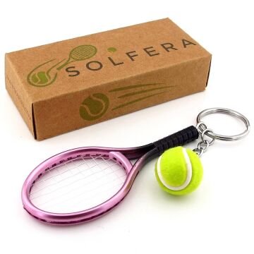 Pembe Renkli Tenis Raketi Ve Topu Pvc Anahtarlık KC349