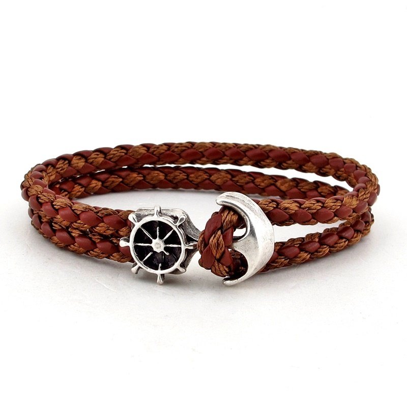 ÇAPA DÜMEN DENİZCİ DERİ ERKEK BİLEKLİK BT194