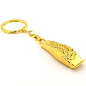Berber Kuaför Saç Tıraş Makinesi Şeklinde Sarı Metal Anahtarlık KC365